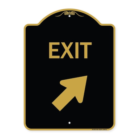 Signmission Designer Series Exit Exit W/ Right Arrow, Black & Gold Aluminum Sign, 18" H, 24" L, BG-1824-24031 A-DES-BG-1824-24031